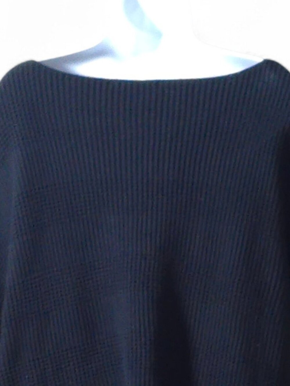 Waffle Textured Knit Sweater NWT Med Black 100% Cotton Boxy Cropped Minimalist - Picture 9 of 16